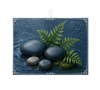 Tapetes de secado de platos de piedra natural para encimera de cocina, tapete escurridor de platos absorbente de roca gris oscuro, almohadilla de secado de microfibra para encimera de cocina