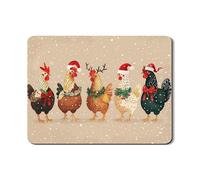 Tapetes de secado de platos de pollos de Navidad para cocina, tapete escurridor de platos de goma absorbente festivo, bonita almohadilla de secado de aves de corral para decoración de vacaciones, 18 x
