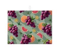 Tapetes de secado de platos de uva para encimera de cocina, tapete escurridor de platos absorbente de frutas vibrantes, almohadilla de secado de microfibra fresca para encimera de cocina, protector de