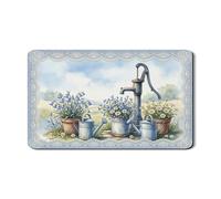 Tapetes de secado de platos florales azules para encimera de cocina, tapete de goma absorbente vintage para jardín, escurridor de platos, almohadilla de secado de piel sintética rústica de primavera