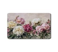 Tapetes de secado de platos florales de peonía para encimera de cocina, vintage, melocotón y flores blancas, tapete escurridor de platos de goma absorbente, decoración de primavera, protector de barra
