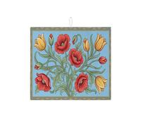 Tapetes de secado de platos florales para cocina, diseño de amapola roja y tulipanes amarillos, tapete escurridor de platos absorbente, almohadilla de secado de microfibra de primavera para cafetería