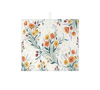 Tapetes de secado de platos florales para cocina, tapete absorbente de drenaje de platos de amapola naranja y crisantemo amarillo, almohadilla de secado de microfibra de primavera para encimera de