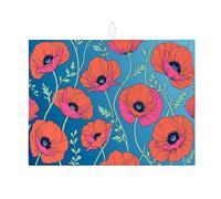 Tapetes de secado de platos florales para cocina, tapete escurridor absorbente de amapola naranja, almohadilla de secado de microfibra de primavera para encimera de cocina, protector de cafetería, 18