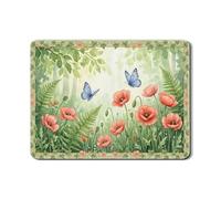 Tapetes de secado de platos florales para encimera de cocina, diseño de amapola de melocotón, tapete escurridor de platos de goma absorbente, almohadilla de secado de jardín de mariposa de primavera