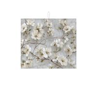 Tapetes de secado de platos florales para encimera de cocina, elegante tapete escurridor de platos absorbente de flores blancas, almohadilla de secado de microfibra de primavera para encimera de