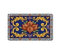 Tapetes de secado de platos florales para encimera de cocina, tapete escurridor de platos de goma absorbente azul, elegante almohadilla de secado mediterránea para decoración del hogar, 12 x 20