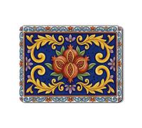 Tapetes de secado de platos florales para encimera de cocina, tapete escurridor de platos de goma absorbente azul, elegante almohadilla de secado mediterránea para decoración del hogar, 45,7 x 61 cm
