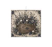 Tapetes de secado de platos florales vintage para encimera de cocina, tapete absorbente de escurridor de platos de calavera de bayas azules, almohadilla de secado de microfibra rústica de otoño para