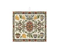 Tapetes de secado de platos florales vintage para encimera de cocina, tapete escurridor absorbente colorido, almohadilla de secado de microfibra rústica mediterránea para protector de barra de café