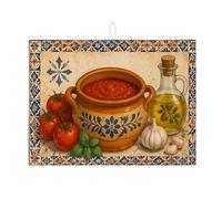 Tapetes de secado de platos italianos para mostrador de cocina, tomates rústicos y hierbas absorbentes para escurridor de platos, tapete de microfibra clásico para protector de barra de café, 18 x 24