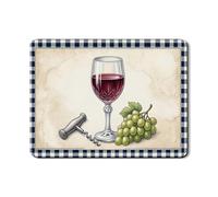 Tapetes de secado de platos para copa de vino para encimera de cocina, tapete de goma absorbente a cuadros azules, tapete escurridor de platos de piel sintética rústica para protector de barra de