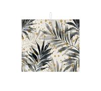 Tapetes de secado de platos tropicales para encimera de cocina, moderno tapete absorbente de hojas negras, elegante almohadilla de secado de microfibra para encimera de cocina, protector de barra de