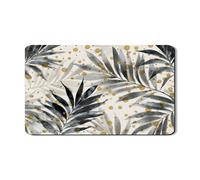 Tapetes de secado de platos tropicales para encimera de cocina, tapete escurridor de platos de goma absorbente de hojas blancas y negras, almohadilla de secado moderna de puntos dorados para protector