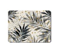 Tapetes de secado de platos tropicales para encimera de cocina, tapete escurridor de platos de goma absorbente de hojas blancas y negras, almohadilla de secado moderna de puntos dorados para protector