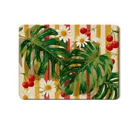 Tapetes de secado de platos tropicales para encimera de cocina, tapete escurridor de platos de goma absorbente floral vintage, diseño de hojas de verano para encimera de cocina, protector de barra de