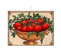 Tapetes de secado de platos vintage para encimera de cocina, tapete escurridor de platos absorbente de tomates rojos, almohadilla de secado de microfibra rústica para cocina, cafetería, bar de 18 x 24