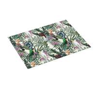 Tapetes grandes para secar platos para encimera de cocina, 18 x 24 pulgadas, microfibra absorbente, tapete de secado de plantas de loro tropical para encimera de cocina, tapete para estante de platos