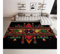 Tapetes Italiano Alfombras Salon de Pelo Corto 100 x 160 cm, Antideslizante Estampada Tribus Tradicionales Arquitectura Geométrica Alfombra Pie de Cama Rectangular para Domitorio Pasillo Entrada Casa