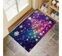 Tapetes Lavables Para Interiores Pequeños, Árbol De Navidad De Fantasía, Copos De Nieve De Cinta, Suave Antideslizante, Felpudo De Pelo Corto Para Entrada Pasillo Dormitorio (Violeta, 80X120Cm)