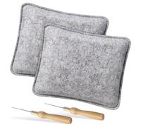 Tapetes para fieltrar lana Set, que incluye 2 tapetes, 2 pinzas para agujas y agujas. Ideal para fieltrar en seco, ideal para principiantes Gris