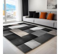 Tapetes Realismo Alfombras Salon de Pelo Corto 100 x 160 cm, Antideslizante Estampada Paneles De Madera Rectangulares Geométricos Alfombra Pie de Cama Rectangular para Domitorio Pasillo Entrada Casa