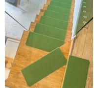Tapetes Suaves para escaleras, de Madera, extraíbles y Lavables, Antideslizantes, para Interiores, para Mascotas y Personas Mayores (14 Unidades, 55 x 22 + 4,5 cm, Verde)