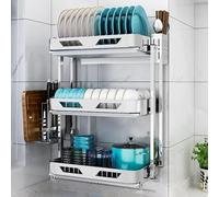 TapferBahn Escurreplatos Acero Inoxidable,Estante De Secado De Platos Colgantes,Escurreplatos Pared Plegable,Estante para Platos sobre El Fregadero,Sin Taladro,Multifuncional,para Cuencos,Tazas