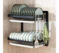 TapferBahn Escurridor De Platos De Altura Ajustable,Escurreplatos Pared,2/3 Niveles Escurridor De Platos para Fregadero,Escurridor Organizador De Platos Cocina,Multifuncional,para Cuencos,Tazas