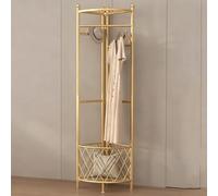 TapferBahn Perchero De Esquina con Cesta De Almacenamiento,Perchero Esquinero De Metal,Perchero De Pie De Suelo,Perchero Entrada Recibido,con Ganchos,para Dormitorio,Oficina,Esquina