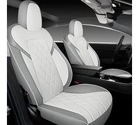 Tapha Juego de Fundas de Asiento de Piel sintética para Tesla Model 3 2017-2022, Transpirables y Resistentes al Agua, Incluye Fundas de Asiento para Asientos Delanteros y Traseros (Blanco/Gris)