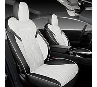 Tapha Juego de Fundas de Asiento de Piel sintética para Tesla Model 3 2017-2022, Transpirables y Resistentes al Agua, Incluye Fundas de Asiento para Asientos Delanteros y Traseros (Negro/Blanco)