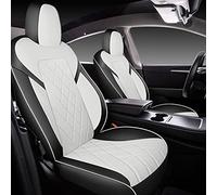 Tapha, Juego de Fundas de Asiento de Piel sintética para Tesla Model Y del 2020-2022, Impermeables y Transpirables, Incluye Fundas de Asiento para Asientos Delanteros y Traseros, Negro y Blanco