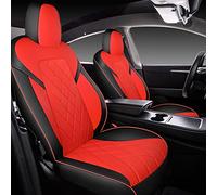 Tapha, Juego de Fundas de Asiento de Piel sintética para Tesla Model Y del 2020-2022, Impermeables y Transpirables, Incluye Fundas de Asiento para Asientos Delanteros y Traseros, Negro y Rojo