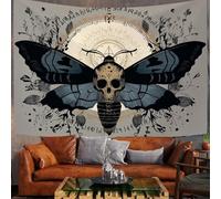 Tapicería Grande - Tapices De Polilla Calavera De Poliéster Decoración De Pared Tapices De Impresión Geometría Misteriosa Decorativa De La Sala De Dormitorio - Gris Carbón - 200X150Cm
