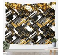 Tapices abstractos tamaño L amarillo blanco gris rejilla patchwork manta de pared para dormitorio rayas geométricas lunares arte colgante de pared para adolescentes