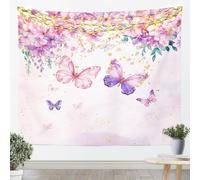 Tapices coloridos de mariposas tamaño L Hermosas flores y hojas Techo de pared para dormitorio Clásico Retro Animal Patrón Arte colgante de pared para adolescentes