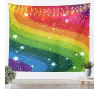 Tapices coloridos del arco iris de tamaño L Simple Rural Arco Iris Blanco Brillo Techo de Pared para Dormitorio Hermosa Decoración Natural Arte Colgante de Pared para Adolescentes