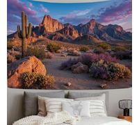 Tapices De Cañones Desérticos Paisajes Cactus Tapiz Decorativo Pared, 100L X 75An Cm Tapiz Para Colgar Estilo Occidentalarte De Pared Para Dormitorio, Sala De Estar, Dormitorio, Naranja-Morado