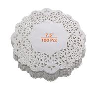 Tapices de encaje, 100 manteles blancos redondos de papel para tartas, posavasos de papel para tartas, para bodas, fiestas de cumpleaños, decoración de vajilla, 7,5 pulgadas