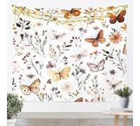 Tapices de pared de mariposa de acuarela tamaño S Lindos y hermosas flores pequeñas Techo de pared para dormitorio Patrón floral clásico natural colgante de pared Arte para niños