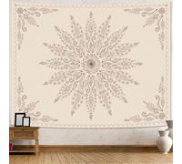 Tapices Decoración del Hogar, Tapiz de Pared Sala de estar, Recámara, Custom Tapestries 130 x 150 cm,Beige Art Deco Vintage Floral,