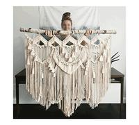 Tapices Macramé Tapiz Grande for decoración del hogar, Tapiz Tejido a Mano Hecho de Ramas Naturales e Hilo de algodón, Colgante for decoración de Pared (Size : 120x110cm/47.2x43.3in)