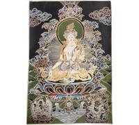 Tapices tibetanos Thangka Buda Tapiz de Seda Bordado Blanco Tara Kwan Yin Tangka Budista decoración del hogar Colgante de Pared