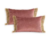 TAPIDECOR | Pack 2 Fundas + 2 Rellenos Cojín | Modelo Gris y Triángulos Rosa | Decoración Hogar | Cojin para Cama, Sofa, Salon o Terraza | Diseño Moderno y Elegante | Color Rosa Amoratado | 60x40cm