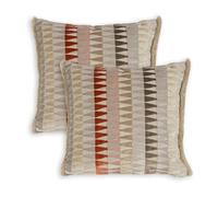 TAPIDECOR | Pack 2 Fundas + 2 Rellenos Cojín | Triángulos Color Pastel | Decoración Hogar | Cojin para Cama, Sofa, Salon, Terraza | Diseño Moderno,Elegante | Tejido Triángulos | Fleco Corto | 50x50cm