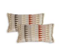 TAPIDECOR | Pack 2 Fundas + 2 Rellenos Cojín | Triángulos Color Pastel | Decoración Hogar | Cojin para Cama, Sofa, Salon, Terraza | Diseño Moderno,Elegante | Tejido Triángulos | Fleco Corto | 50x30cm