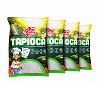 Tapioca Granulada Natural 500g x4 Pack Ahorro | Fécula de Mandioca Hidratada | Sin Gluten | Preparación Rápida en 3 Minutos | Sabor a Mundo