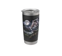 Tapir aullando a la luna selva lluvia bosque noche Vaso térmico de acero inoxidable de doble pared