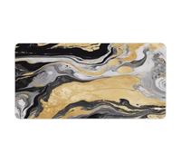 Tapis de bureau 30 x 60 cm (12 x 24 pouces) à motif marbre noir et doré, bords cousus, grand tapis de souris gaming antidérapant en caoutchouc, idéal pour PC, ordinateur portable et bureau à domicil